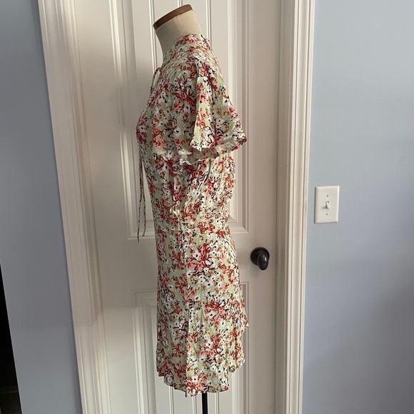 Anthropologie Rue Stiic Medium Bell Mini Dress Floral Fit & Flare Flutter Sleeve - Picture 2 of 10